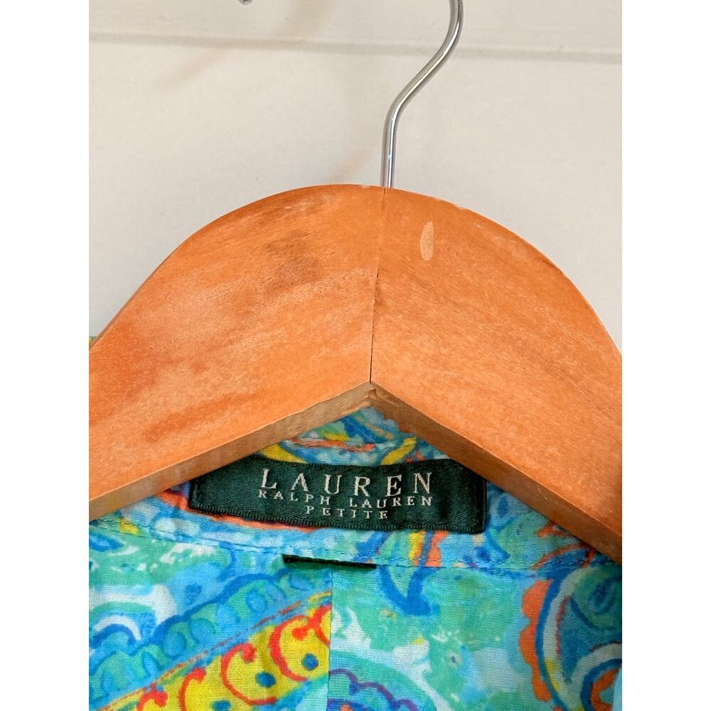 Ralph Lauren‎ Blue Green Paisley Super Lightweight Cotton Blouse Shirt Top - Picture 6 of 6